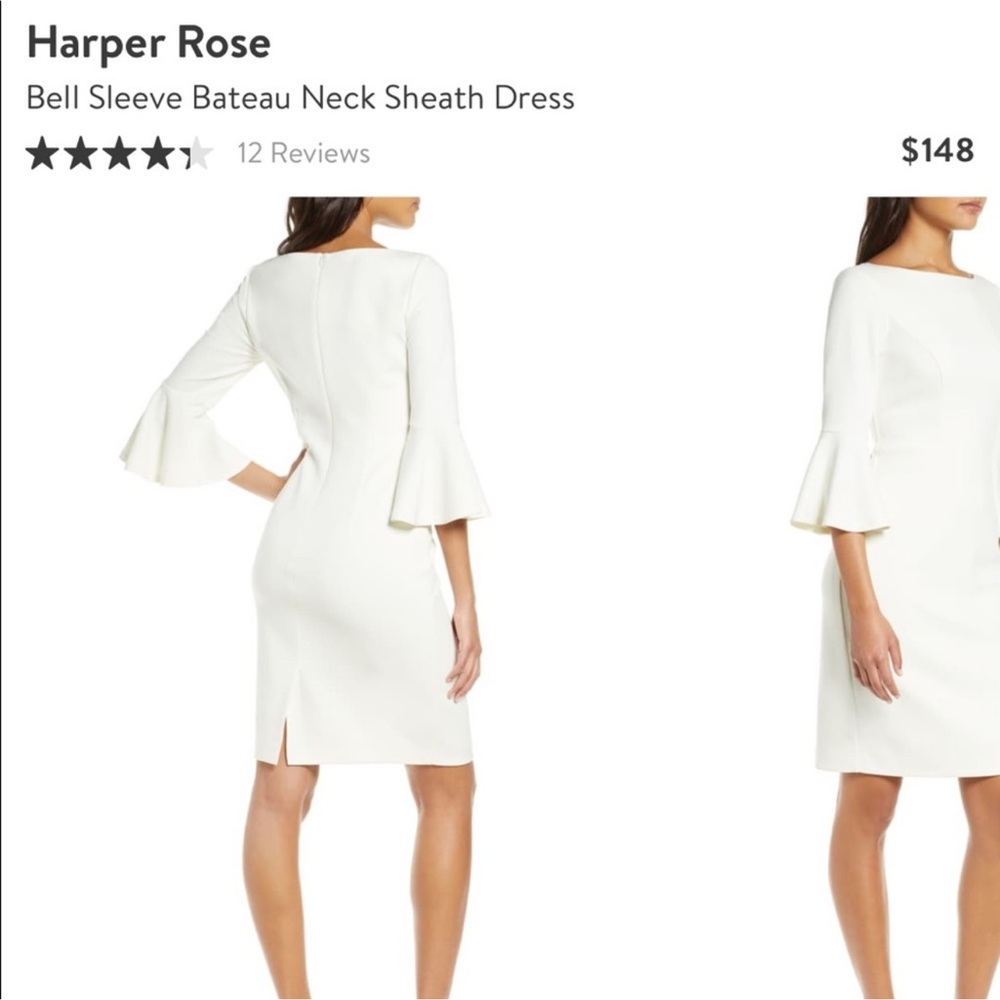 Bell Sleeve Bateau Neck Sheath Dress